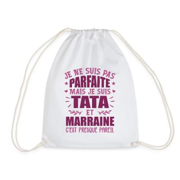 Tata Et Marraine Humour Je Ne Suis Pas Parfaite - Sac de sport léger - blanc - Devant