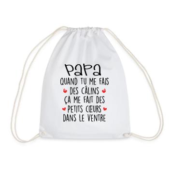 Papa - Fête des Pères - Bébé - Naissance - Baby - Sac de sport léger - blanc - Devant