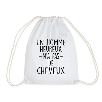 Homme Heureux n'a Pas de Cheveux - Calvitie Cadeau - Sac de sport léger - blanc - Devant