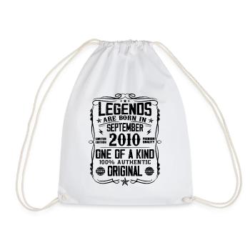 September 2010 Vintage Retro Birthday Gift - Drawstring Bag - white - Front