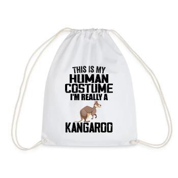 This is my human costume i'm really a kangaroo - Drawstring Bag - white - Front