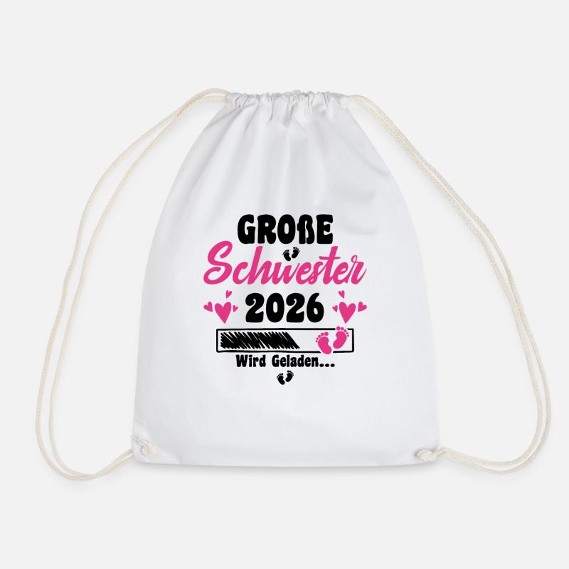 Kinder Ich werde Große Schwester 2026 Verkündung - Turnbeutel - Weiß