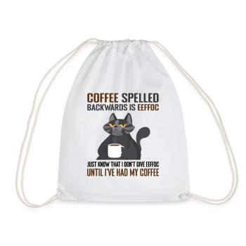 Coffee Spelled Backwards Is Eeffoc Cats & Coffee - Drawstring Bag - white - Front