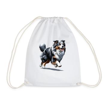 Australian Shepherd Blue Merle Aussie Dogs - Drawstring Bag - white - Front