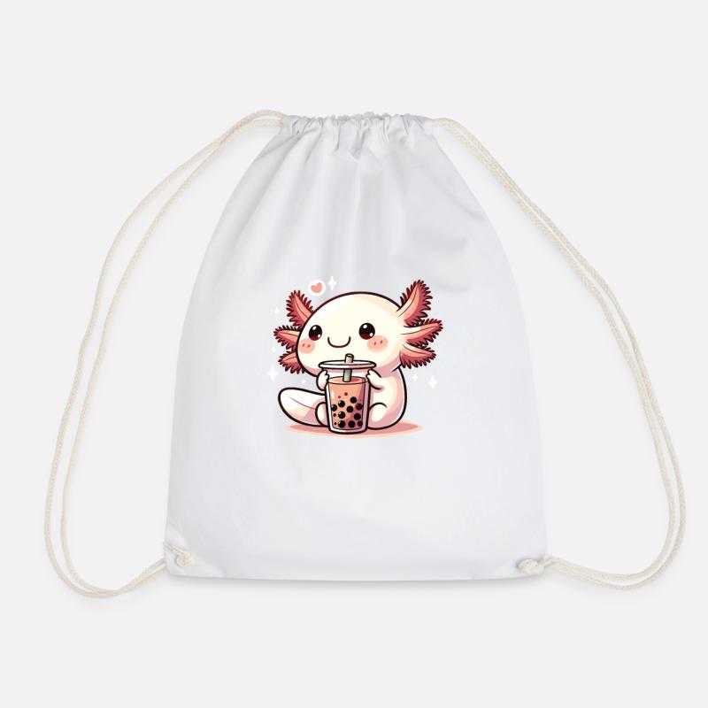 Axolotls trinken Bubble Tea kawaii Boba Axolotl - Turnbeutel - Weiß