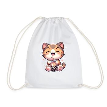 Katzen trinken Bubble Tea kawaii Boba Katze - Turnbeutel - Weiß - Vorne