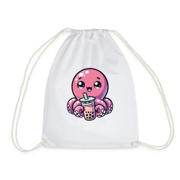 Poulpe à boire Bubble Tea kawaii Boba Octopus - Sac de sport léger - blanc - Devant