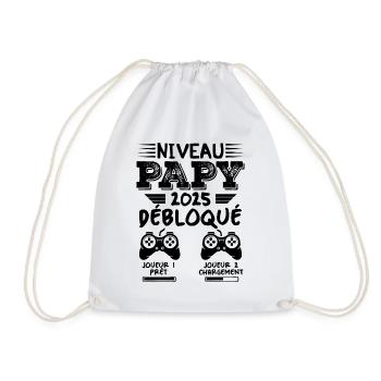 Niveau Papy Débloqué Futur Grand Père 2025 Cadeau - Sac de sport léger - blanc - Devant