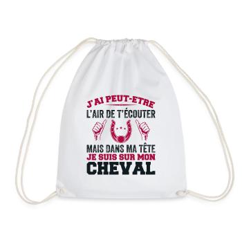Je Suis à Cheval - Cadeau Humour Cheval équitation - Sac de sport léger - blanc - Devant