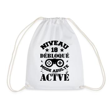 Level 18 Unlocked 18th Birthday - Drawstring Bag - white - Front