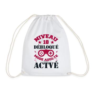 Level 18 Unlocked 18th Birthday - Drawstring Bag - white - Front