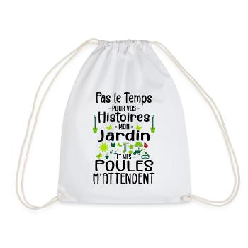 Jardin Poule Humour - Humour Jardinier - Drawstring Bag - white - Front