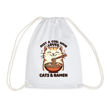 Katze mit Nudeln Ramen kawaii Katze - Turnbeutel - Weiß - Vorne