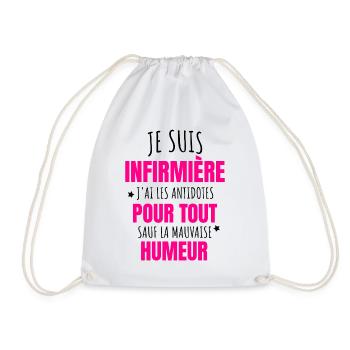 Infirmière Humour Antidote Mauvaise Humeur - Sac de sport léger - blanc - Devant