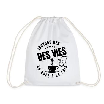 Infirmière Humour Café Sauver des Vies - Sac de sport léger - blanc - Devant