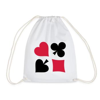 Heart Karo Cross Piek Poker Skat cards - Drawstring Bag - white - Front