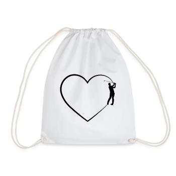 Heart 2 and Golf - - Drawstring Bag - white - Front
