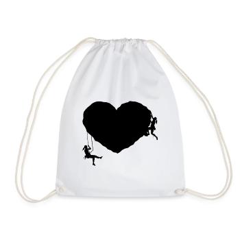 Heart and Climbing - - Drawstring Bag - white - Front