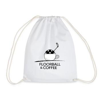Floorball Unihockey FLOORBALL & COFFEE Floorballer - Turnbeutel - Weiß - Vorne