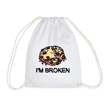 I'm Broken Cookie - Drawstring Bag - white - Front