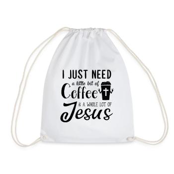 Jesus and Coffee Caffeine Christian believe barista - Drawstring Bag - white - Front