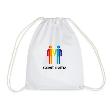Game Over Men Gay Couple Funny LGBT Shirt - Drawstring Bag - white - Front