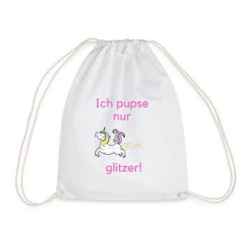 Einhorn pupst Glitzer lustiges Geschenk - Turnbeutel - Weiß - Vorne