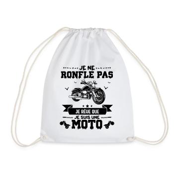je ne ronfle pas je rêve que je suis une moto - Sac de sport léger - blanc - Devant