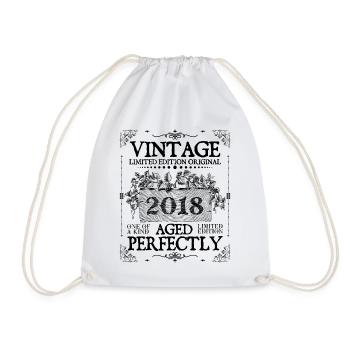 2018 | Vintage Aged Perfectly since 2018 birthday - Drawstring Bag - white - Front
