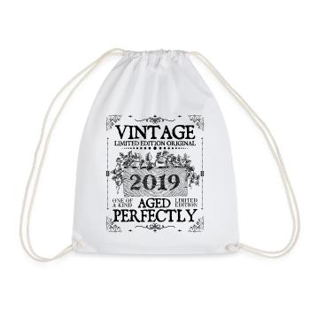 2019 | Vintage Aged Perfectly seit 2019 Geburtstag - Turnbeutel - Weiß - Vorne