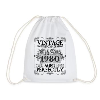 1980 | Vintage Aged Perfectly since 1980 birthday - Drawstring Bag - white - Front