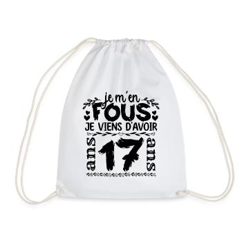 J’ai 17 ans | Je m'en fous j'ai 17 ans - Sac de sport léger - blanc - Devant