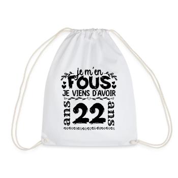J’ai 22 ans | Je m'en fous j'ai 22 ans - Sac de sport léger - blanc - Devant