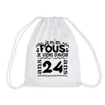 J’ai 24 ans | Je m'en fous j'ai 24 ans - Sac de sport léger - blanc - Devant