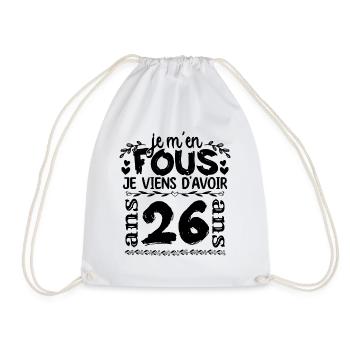J’ai 26 ans | Je m'en fous j'ai 26 ans - Sac de sport léger - blanc - Devant