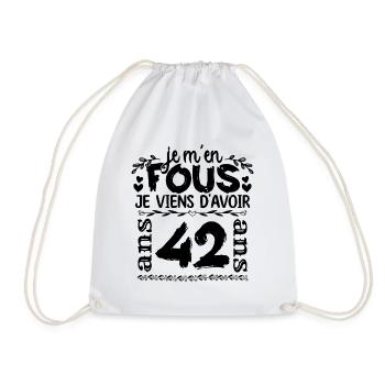 J’ai 42 ans | Je m'en fous j'ai 42 ans - Sac de sport léger - blanc - Devant