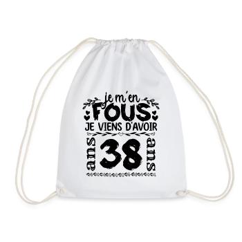 J’ai 38 ans | Je m'en fous j'ai 38 ans - Sac de sport léger - blanc - Devant