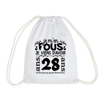 J’ai 28 ans | Je m'en fous j'ai 28 ans - Sac de sport léger - blanc - Devant