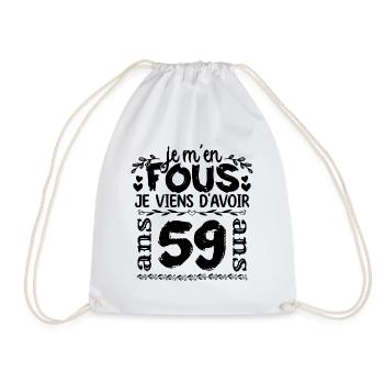 J’ai 59 ans | Je m'en fous j'ai 59 ans - Sac de sport léger - blanc - Devant