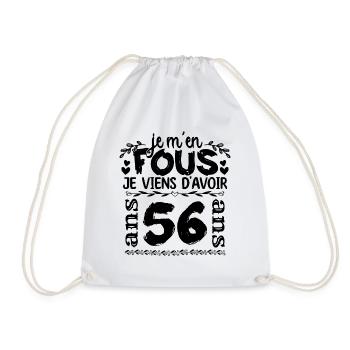 J’ai 56 ans | Je m'en fous j'ai 56 ans - Sac de sport léger - blanc - Devant