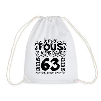 J’ai 63 ans | Je m'en fous j'ai 63 ans - Sac de sport léger - blanc - Devant