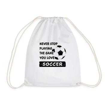 Never stop playing the game football saying - Drawstring Bag - white - Front