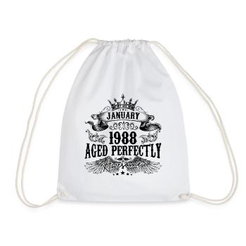 1988 | January Aged Perfectly 1988 birthday gift - Drawstring Bag - white - Front