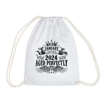 2024 | January Aged Perfectly 2024 birthday gift - Drawstring Bag - white - Front