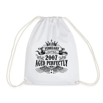 2007 | February Aged Perfectly 2007 birthday gift - Drawstring Bag - white - Front