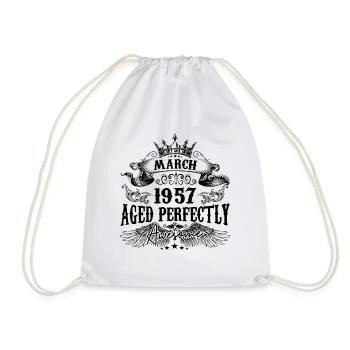 1957 | März Aged Perfectly 1957 Geburtstagsgeschenk - Turnbeutel - Weiß - Vorne