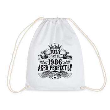 1986 | July Aged Perfectly 1986 birthday gift - Drawstring Bag - white - Front