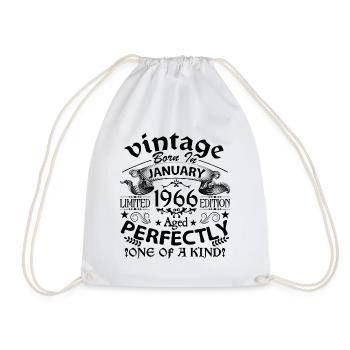 January 1966| Vintage 1966 | born in January - Drawstring Bag - white - Front
