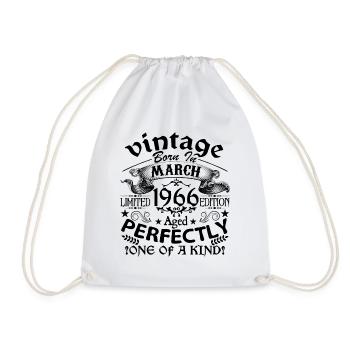 March 1966| Vintage 1966 | born in March - Drawstring Bag - white - Front