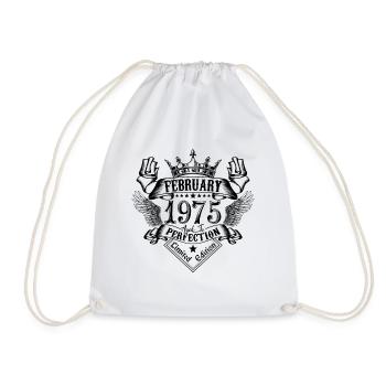 Vintage February 1975 February 1975 born in February - Drawstring Bag - white - Front